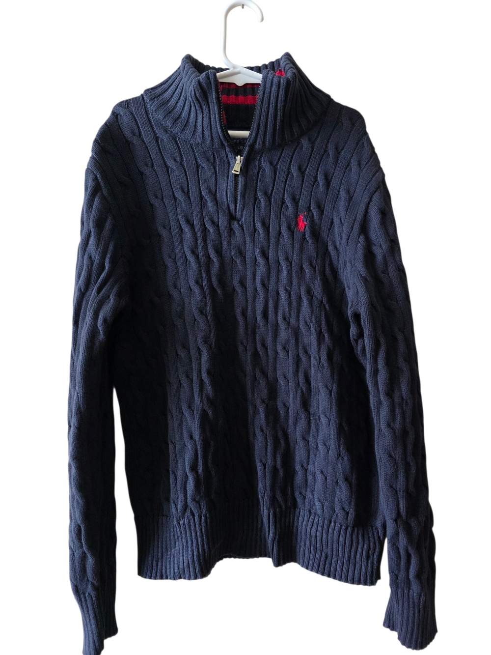 Polo by Ralph Lauren Kids Blue Cable-Knit Half-Zip Sweater Size L
